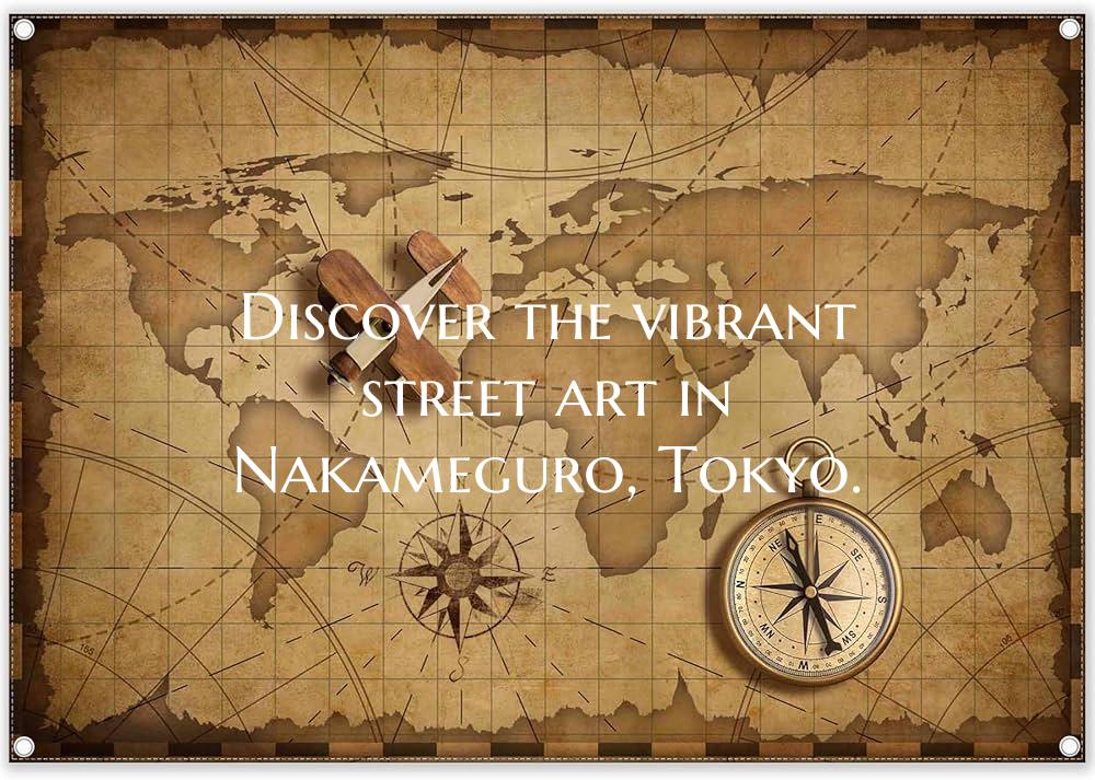 Discover the vibrant street art in Nakameguro, Tokyo.